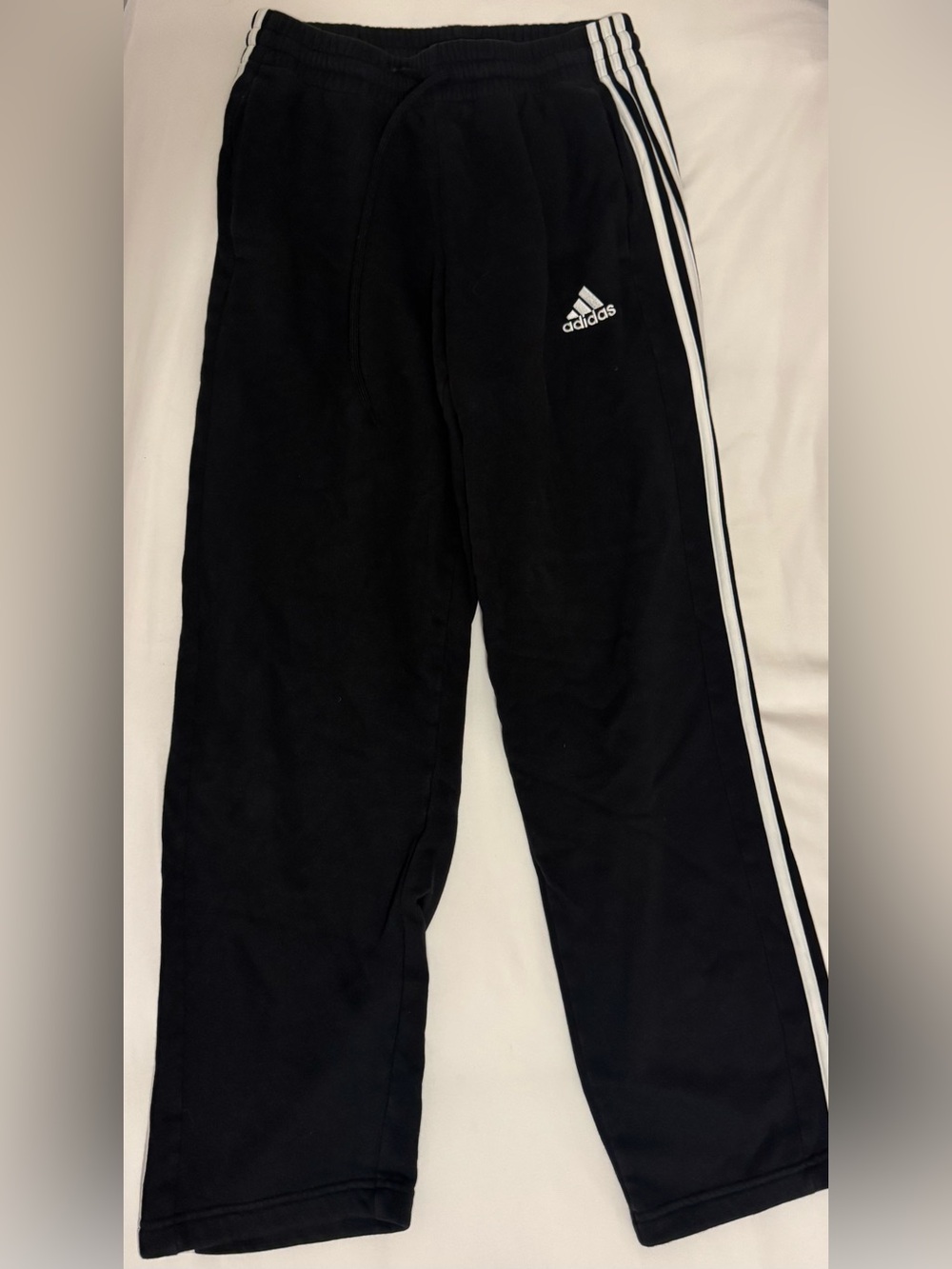 adidas Black Track Pants with White Stripe